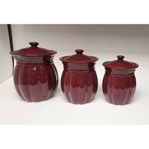 Celebrating Home 3Pc Vintage Berry Red Cookie Jar Canisters